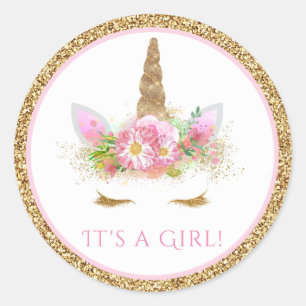 Unicorn Face Girls Unicorn Baby Shower Stickers