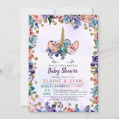 Unicorn Face Glitter Floral Girl Baby Shower Invitation (Front)