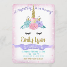 Unicorn Face Gold Glitter Magical Pastel Flowers