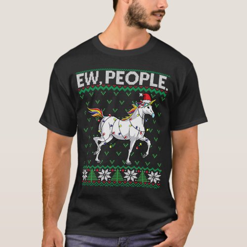 Unicorn Face Mask Ew People Ugly Christmas T_Shirt