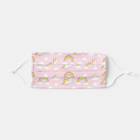 Unicorn Face Masks (Pink Cute Rainbow) (Front, Folded)