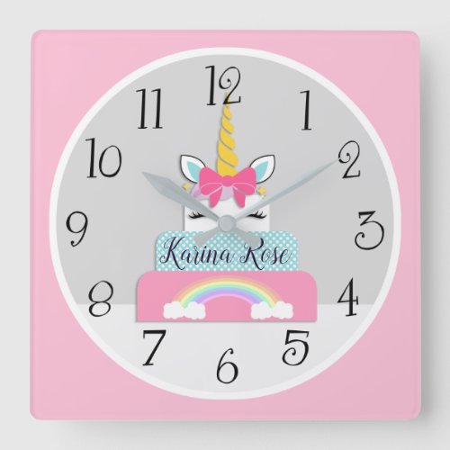 Unicorn Face on Cake Baby Nursery Clock
