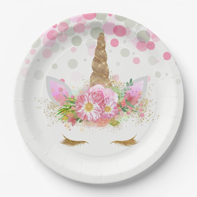 Unicorn Face Paper Plates (Front)