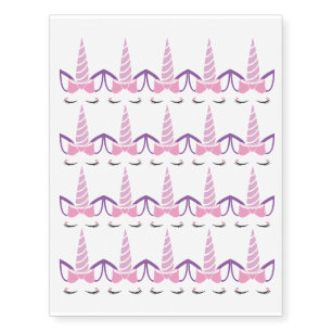 Unicorn Face Pink Purple Design Temporary Tattoos
