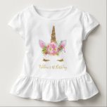 Unicorn Face Ruffle T-Shirt<br><div class="desc">Matches our Unicorn Face Birthday Line.
Add your own message or simply have the unicorn face without any text.
This adorable top can be used for casual, formal and party use and does not have to relate to a birthday</div>
