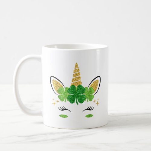 Unicorn Face St Patricks Day Irish  Coffee Mug