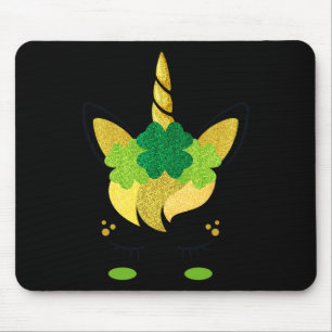 Unicorn Face St Patrick's Day Irish Girls Kids Mouse Pad