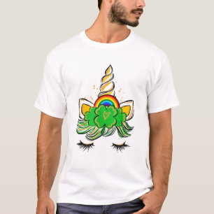 Unicorn Face St Patrick's Day Irish Girls Kids T-S T-Shirt