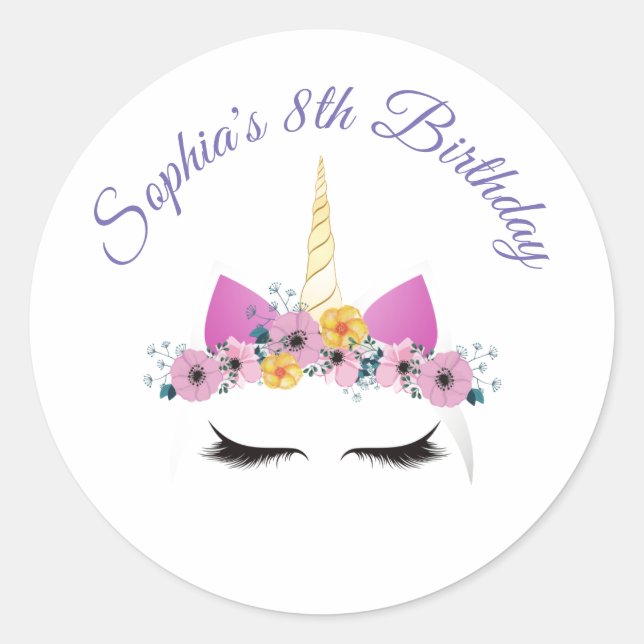 Unicorn Face Sticker for children, Customizable (Front)