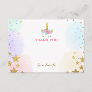 unicorn thank you cards zazzle