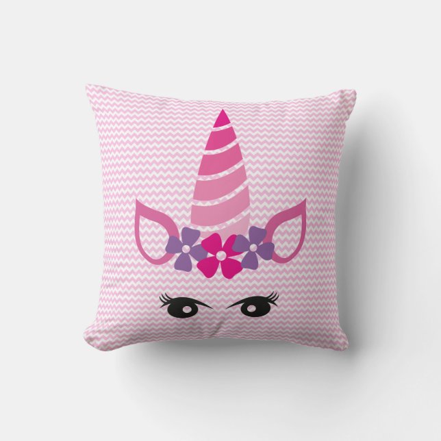 Unicorn Face Throw Pillow (Front)