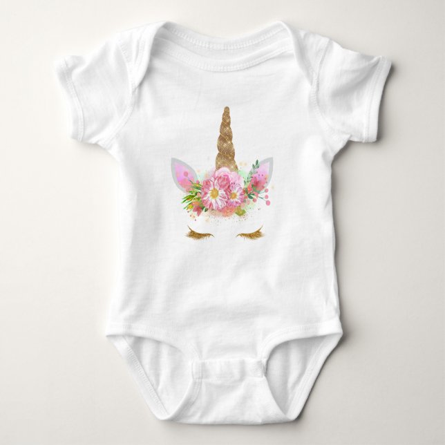 Unicorn Face Tutu Outfit Baby Bodysuit (Front)