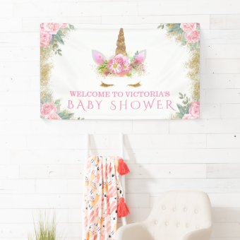Unicorn Face Unicorn Baby Shower Banner | Zazzle