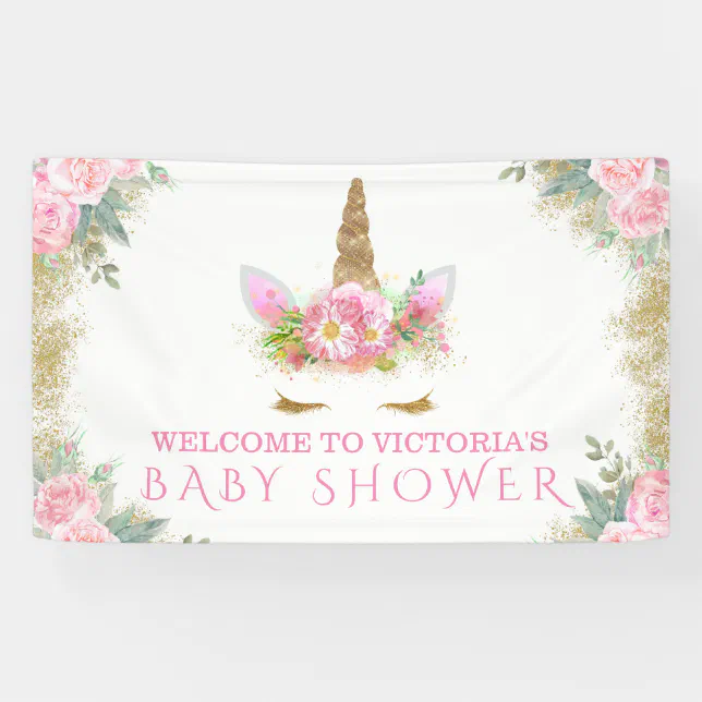 Unicorn Face Unicorn Baby Shower Banner | Zazzle