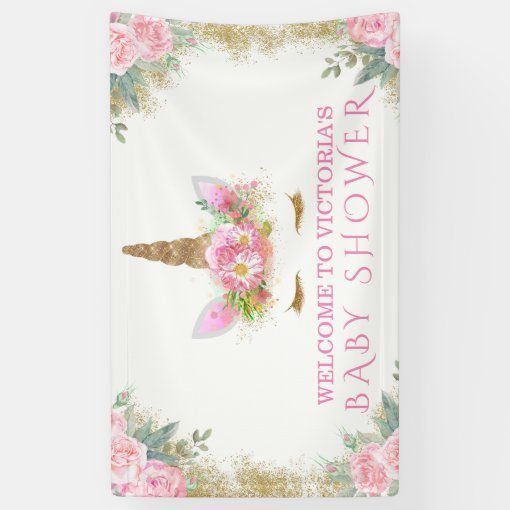 Unicorn Face Unicorn Baby Shower Banner | Zazzle