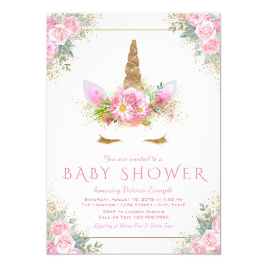 unicorn face unicorn baby shower invitations zazzlecom