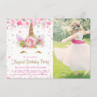 Unicorn Face Unicorn Birthday Party Invitations