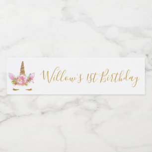 Unicorn Face Water Bottle Lable Water Bottle Label