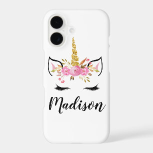 Unicorn Face With Eyelashes Personalized Name iPhone 17 Case