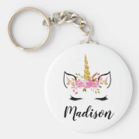 Unicorn Face With Eyelashes Personalized Name Keychain