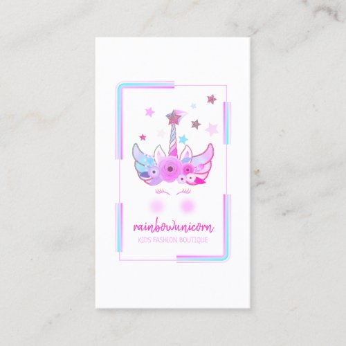 Unicorn Face With Glitter Stars Business Card