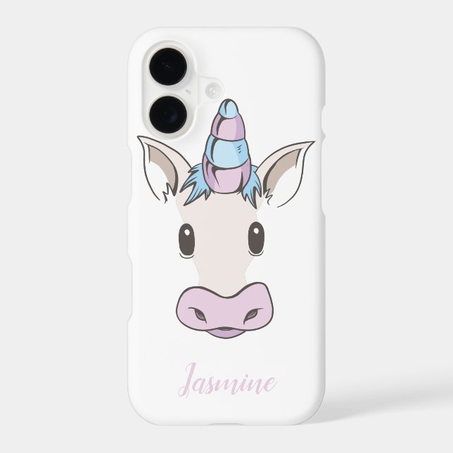 Unicorn Face With Your Name iPhone Case (Back)