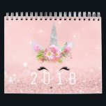 Unicorn Faces Horn Glitter Pink Rose Gold Pastel Calendar<br><div class="desc">Beautiful colletion og sparkly unicorns. Each color and style corespond with different months. 
Have a great colorful New Year! 
florenceK</div>