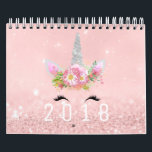 Unicorn Faces Horn Glitter Pink Rose Gold Pastel Calendar<br><div class="desc">Beautiful colletion og sparkly unicorns. Each color and style corespond with different months. 
Have a great colorful New Year! 
florenceK</div>