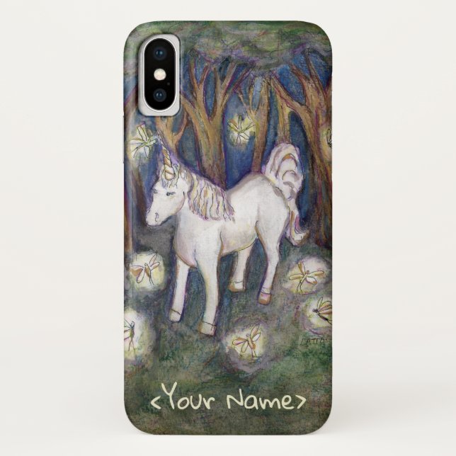 Unicorn & Fairies Custom Name iPhone X Case Art (Back)