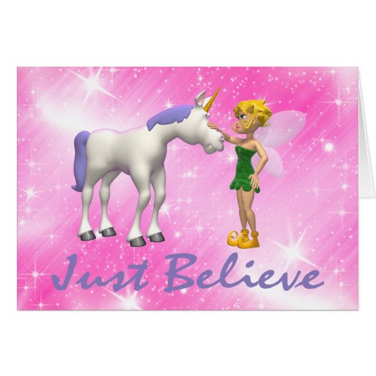 Unicorn & Fairy Just Believe Cards (Front Horizontal)