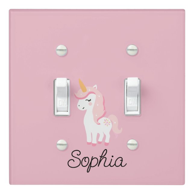  Unicorn, Fairy, Magic – Custom Name Light Switch Cover (In Situ)