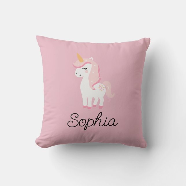  Unicorn, Fairy, Magic – Custom Name Throw Pillow (Front)
