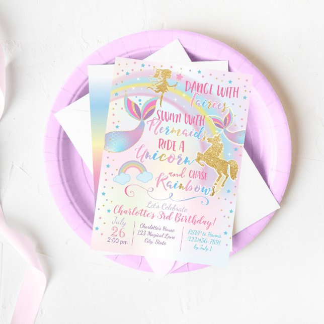 Unicorn Fairy Mermaid Birthday Magical Invitation (Creator Uploaded)
