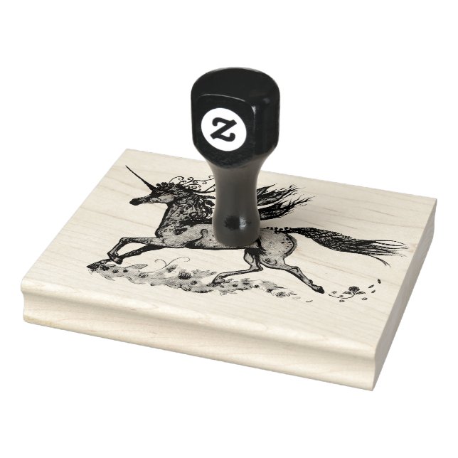 Unicorn Fairy Pegasus Pegacorn Plant Flower Horse Rubber Stamp (Stamp)