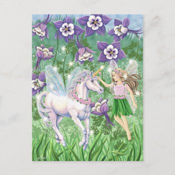 Unicorn Fairy Postcard by gailgastfield at Zazzle