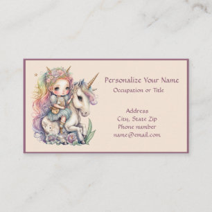 Unicorn Fairy Princess Fantasy Magical Personalize Business Card