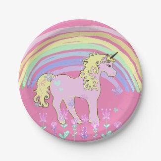 Unicorn Fairy tale Birthday Party pink Plates