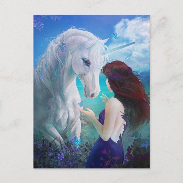 Unicorn Fairy Tale Fantasy Art Postcard (Front)