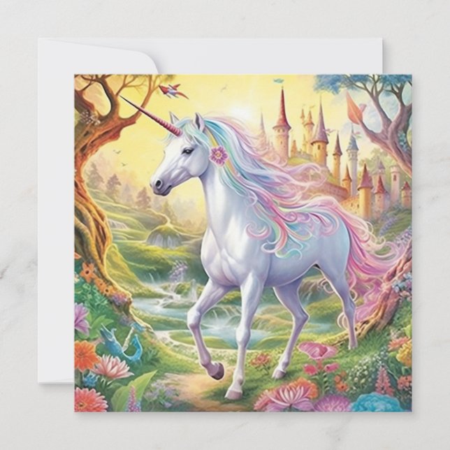 Unicorn Fairyland Note Card (Front)
