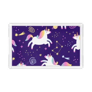Unicorn Fan Club pattern Cute Acrylic Tray