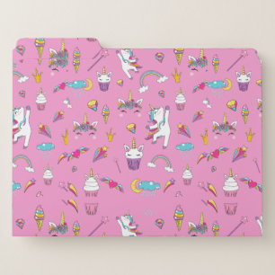 Unicorn Fan Club pattern Pink File Folder