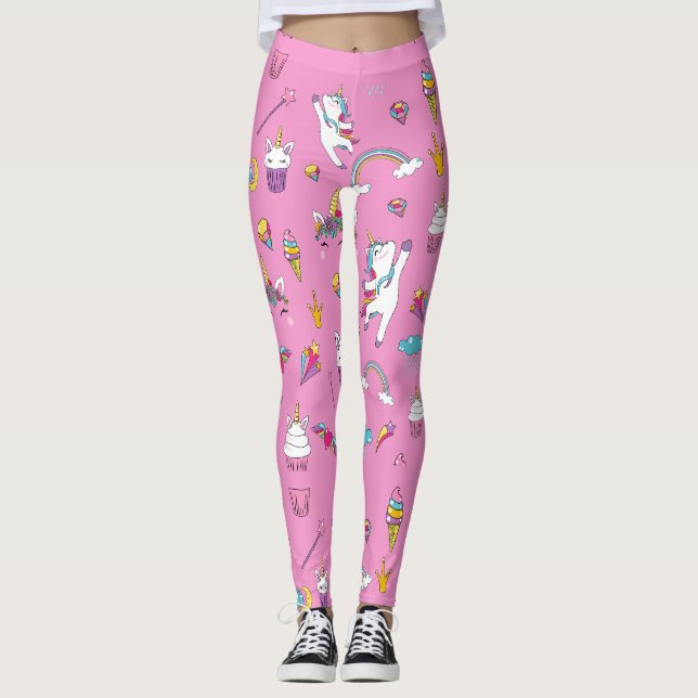 Unicorn Fan Club pattern Pink           Leggings (Front)