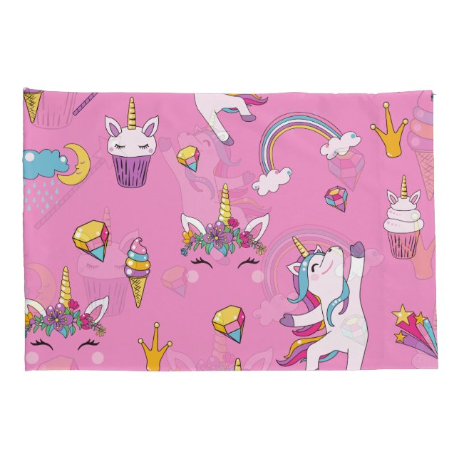 Unicorn Fan Club pattern Pink         Pillow Case (Back-Right)