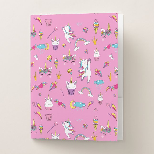 Unicorn Fan Club pattern Pink        Pocket Folder (Front)