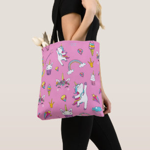 Unicorn Fan Club pattern Pink Tote Bag