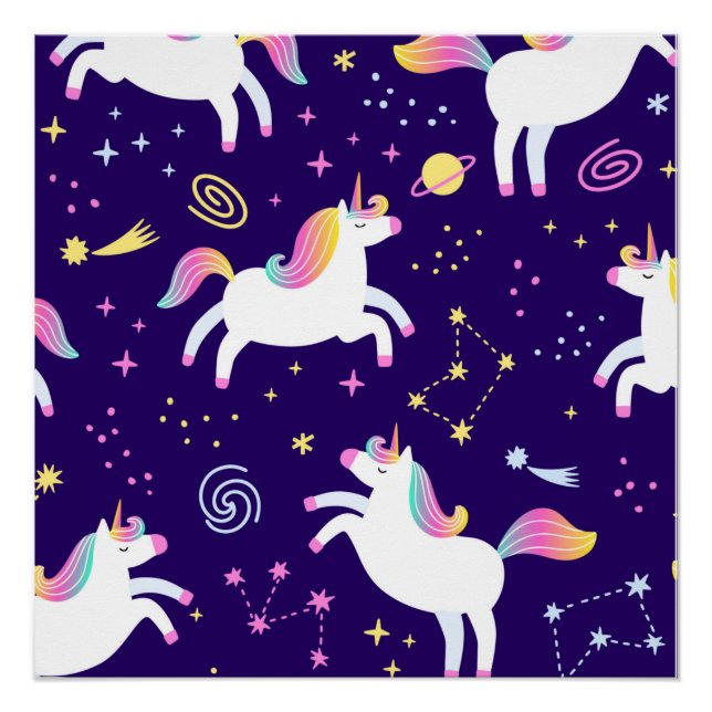 Unicorn Fan Club pattern Wrapping Paper  Poster (Front)