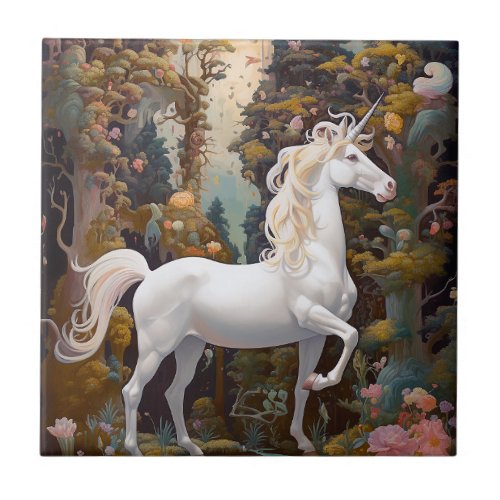 Unicorn Fantasy Art Ceramic Tile