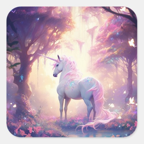Unicorn Fantasy Art Square Sticker