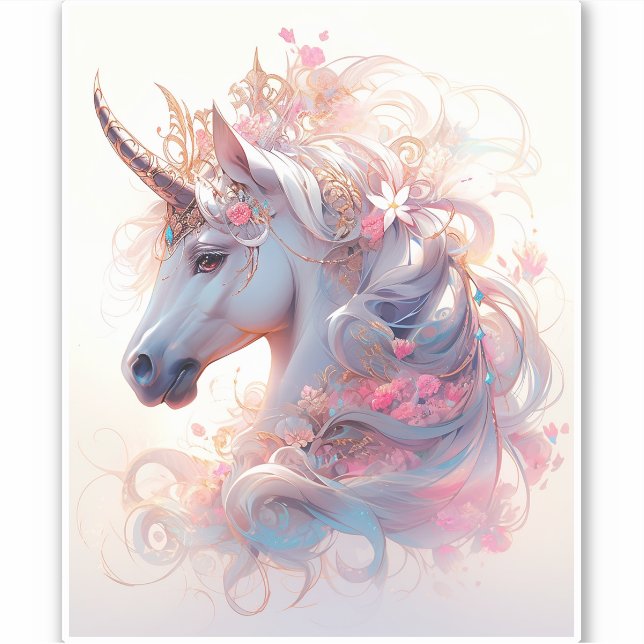 Unicorn Fantasy Art Sticker (Front)