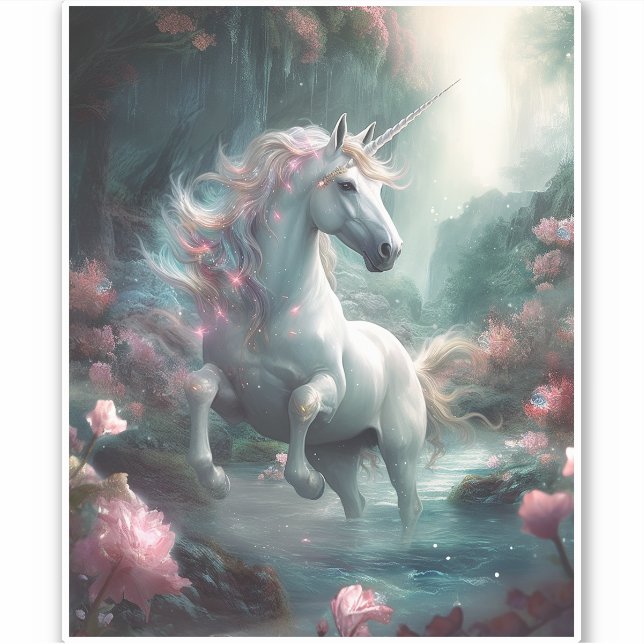 Unicorn Fantasy Art Sticker (Front)